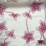 Floral Embroidered Cotton - Magenta/White - Fabrics & Fabrics