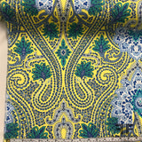 Paisley Printed Cotton - Yellow/Blue - Fabrics & Fabrics