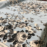 Floral Printed Cotton - Grey/Black/Baby Blue - Fabrics & Fabrics