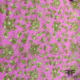 Floral Printed Cotton - Hot Pink/ Green - Fabrics & Fabrics
