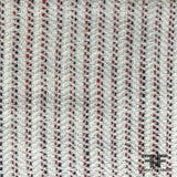 Striped Wool Tweed - Ivory/Black/Red - Fabrics & Fabrics