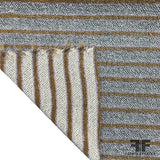 Italian Reversible Striped Wool Tweed - Mauve / Mustard / Grey