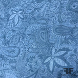 Italian Paisley Crepe Jacquard - Blue - Fabrics & Fabrics