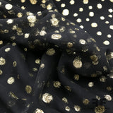 Italian Metallic Polka Dot Silk Chiffon - Black/Gold Metallic - Fabrics & Fabrics