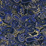 Italian Paisley Metallic Baroque Lurex Jacquard - Blue/Gold - Fabrics & Fabrics
