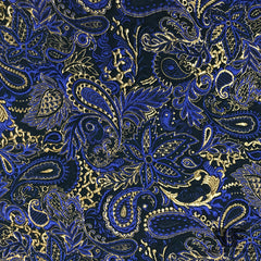 Italian Paisley Metallic Baroque Lurex Jacquard - Blue/Gold