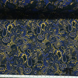 Italian Paisley Metallic Baroque Lurex Jacquard - Blue/Gold - Fabrics & Fabrics