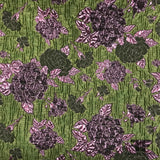 Rose Floral Metallic Plissé Brocade - Green/Pink - Fabrics & Fabrics