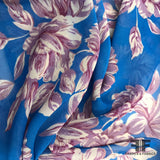 Floral Silk Printed Georgette - Blue/Purple/White - Fabrics & Fabrics