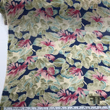 Tropical Floral Silk Printed Georgette - Blue/Pink/Green - Fabrics & Fabrics