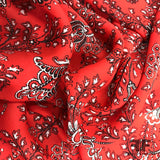 Paisley & Script Silk Printed Georgette - Red