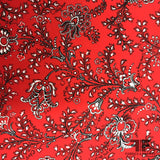 Paisley & Script Silk Printed Georgette - Red - Fabrics & Fabrics
