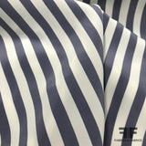 Striped Silk Printed Crepe de Chine  - Blue / White - Fabrics & Fabrics