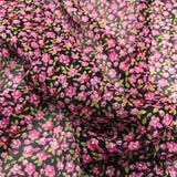 Mini Floral Printed Silk Chiffon - Black/Pink