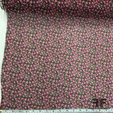 Mini Floral Printed Silk Chiffon - Black/Pink - Fabrics & Fabrics