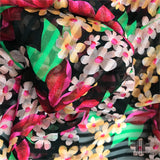 Shadow Striped Floral Silk Chiffon - Multicolor - Fabrics & Fabrics