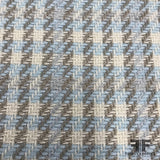 Italian Metallic Check Blend Tweed - Baby Blue/Metallic - Fabrics & Fabrics