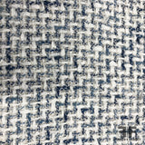 French Woven Textured Tweed - Blue/White