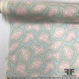 Italian Abstract Pastel Printed Silk Georgette - Pink / Blue - Fabrics & Fabrics