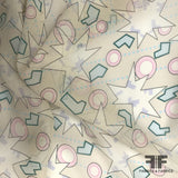 Italian Abstract Pastel Printed Silk Georgette - Beige / Pink / Blue - Fabrics & Fabrics