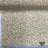 Abstract Printed Crepe de Chine - Mustard/White - Fabrics & Fabrics