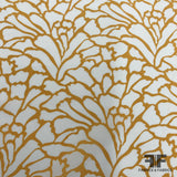 Abstract Printed Crepe de Chine - Mustard/White - Fabrics & Fabrics