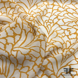 Abstract Printed Crepe de Chine - Mustard/White