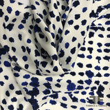 Abstract Polka Dot Printed Stretch Silk Satin Georgette - Blue / White