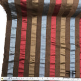 Italian Multicolor Striped Yarn Dyed Silk Satin/Taffeta - Brown - Fabrics & Fabrics