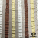 Italian Multicolor Striped Yarn Dyed Silk Satin/Taffeta - Beige - Fabrics & Fabrics
