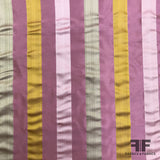 Italian Multicolor Striped Yarn Dyed Silk Satin/Taffeta - Pink