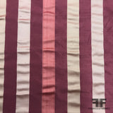 Italian Multicolor Striped Yarn Dyed Silk Satin/Taffeta - Maroon