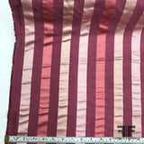 Italian Multicolor Striped Yarn Dyed Silk Satin/Taffeta - Maroon - Fabrics & Fabrics