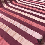 Italian Multicolor Striped Yarn Dyed Silk Satin/Taffeta - Maroon - Fabrics & Fabrics