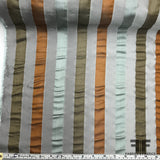 Italian Multicolor Striped Yarn Dyed Silk Satin/Taffeta- Cool Neutrals - Fabrics & Fabrics