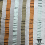 Italian Multicolor Striped Yarn Dyed Silk Satin/Taffeta- Cool Neutrals