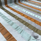 Italian Multicolor Striped Yarn Dyed Silk Satin/Taffeta- Cool Neutrals - Fabrics & Fabrics