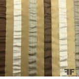 Italian Multicolor Striped Yarn Dyed Silk Satin/Taffeta - Neutrals