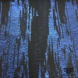 Italian Abstract Stretch Brocade - Metallic Blue/Black - Fabrics & Fabrics