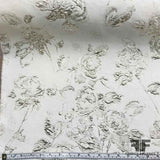 Floral Metallic Brocade - White/Silver - Fabrics & Fabrics