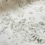 Floral Metallic Brocade - White/Silver - Fabrics & Fabrics