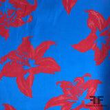 J Mendel Large Floral Reversible Brocade - Red / Blue