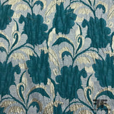 Floral Textured Brocade - Teal Blue - Fabrics & Fabrics