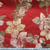 Italian Raised Floral Brocade - Metallic / Pink - Fabrics & Fabrics