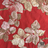 Italian Raised Floral Brocade - Metallic / Pink