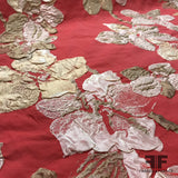 Italian Raised Floral Brocade - Metallic / Pink - Fabrics & Fabrics