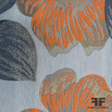 Large Scale Floral Metallic Brocade - Orange/Grey - Fabrics & Fabrics