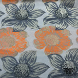 Large Scale Floral Metallic Brocade - Orange/Grey