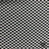Checkered Brocade With Metallic Thread - Black/White/Silver - Fabrics & Fabrics