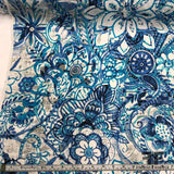 Floral Printed Silk Chiffon - Blue/White - Fabrics & Fabrics